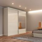 Guarda-Roupa Grande com Espelho 222x238cm Off White Dalla Costa