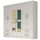 Guarda Roupa Hercules com 6 Portas 4 Gavetas e Espelho Cor Branco Guarda Roupa Hercules com 6 Portas 4 Gavetas e Espelho Cor Branco