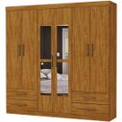 Guarda Roupa Hercules com 6 Portas 4 Gavetas e Espelho Cor Cinamomo