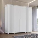 Guarda-Roupa Holanda 4 Portas com Detalhe Ripado 3 Gavetas Internas e Maleiro Guarda-Roupa Holanda 4 Portas com Detalhe Ripado 3 Gavetas Internas e Maleiro