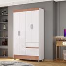 Guarda-roupa Ideal Plus 4 Portas 2 Gavetas Branco/camarim - Vila Rica