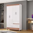 Guarda-Roupa Ideal Plus 4 Portas 2 Gavetas Branco/Camarim - Vila Rica