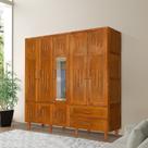 Guarda-roupa Imperatriz 5 Portas Castanho com Espelho Guarda-roupa Imperatriz 5 Portas Castanho com Espelho