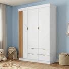 Guarda-Roupa Infantil 100% MDF 3 Portas e 4 Gavetas Ayla Branco