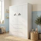 Guarda Roupa Infantil 100% MDF 4 Portas 3 Gavetas Ane Branco