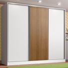 Guarda Roupa Infantil 100% MDF Madesa Logan 3 Portas de Correr - Branco/Branco/Rustic
