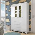 Guarda-roupa Infantil 122,1cm 4 Portas 3 Gavetas com Janelas e Pés Ezra 100% Mdf Espresso Móveis
