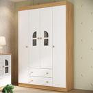 Guarda-roupa Infantil 122cm com Vidro 4 Portas e 2 Gavetas Amora Multimóveis MP4509