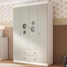 Guarda-roupa Infantil 122cm Com Vidro 4 Portas E 2 Gavetas Pirulito Multimóveis MP4468 Branco-off White