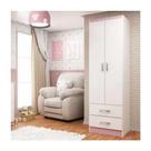 Guarda-roupa Infantil 2 Portas 2 Gavetas Atalaia - Branco - Rosa Branco - Rosa