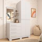Guarda-roupa Infantil 2 Portas 4 Gavetas com Espelho 100% MDF 110cm Auris Espresso Móveis