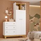 Guarda Roupa Infantil 2 Portas com Cômoda 3 Gavetas Flora