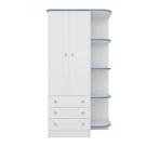 Guarda Roupa Infantil 2 Portas com Nicho Doce Sonho Branco/Azul - Qmovi