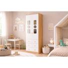 Guarda Roupa Infantil 2Ptas Cristal Tedy Brco/Amêndoa Peroba