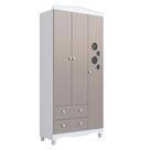 Guarda Roupa Infantil 3 Portas 2 Gavetas Linha Encanto 90cm Branco/Cinnamon - Completa Móveis