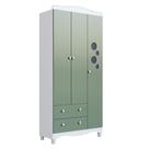 Guarda Roupa Infantil 3 Portas 2 Gavetas Linha Encanto 90cm Branco/Verde - Completa Móveis