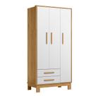 Guarda Roupa Infantil 3 Portas 2 Gavetas Slim Freijo/Branco