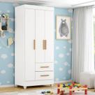 Guarda-roupa Infantil 3 Portas e 2 Gavetas em Mdp 12cm Acabamento Uv Lite Branco