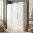 Guarda-Roupa Infantil 3 Portas e 4 Gavetas 220cm Pérola Branco