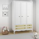 Guarda Roupa Infantil 3 Portas Palha Talagarça Versailles Plus 1,60mt - Timber Móveis