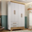 Guarda Roupa Infantil 4 Portas 2 Gavetas Branco/Natural Tic Tac Espresso Móveis