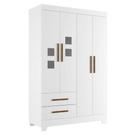 Guarda Roupa Infantil 4 Portas 2 Gavetas Fly Branco Amadeirado Flex - Tigus Baby