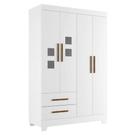 Guarda Roupa Infantil 4 Portas 2 Gavetas Fly Branco Amadeirado Flex - Tigus Baby