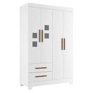 Guarda Roupa Infantil 4 Portas 2 Gavetas Fly Branco Amadeirado Flex - Tigus Baby