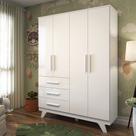 Guarda Roupa Infantil 4 Portas 3 Gavetas em MDF Kakau Retrô Yescasa