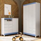 Guarda Roupa Infantil 4 Portas Branco Flex Com Cômoda Sapateira 1 Porta 4 Gavetas Aquarela Branco Clique Chique