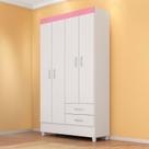 Guarda-roupa Infantil 4 Portas Doce Infância Branco/Rosa