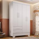 Guarda Roupa Infantil 4 Portas e 2 Gavetas Tic Tac Branco
