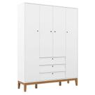 Guarda Roupa Infantil 4 Portas Unique Branco Soft Eco Wood - Matic