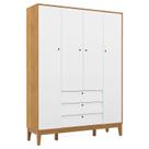 Guarda Roupa Infantil 4 Portas Unique Freijó Branco Soft Eco Wood - Matic