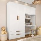 Guarda Roupa Infantil 4 Pts 2 Gav Com Escrivaninha Joy Bco/frei - M.a