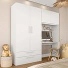 Guarda Roupa Infantil 4 Pts 2 Gav Com Escrivaninha Joy Branco - M.a