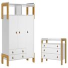 Guarda Roupa Infantil 4375 E Cômoda Gaveteiro 4410 Fantasia Branco Acetinado - Qmovi