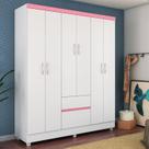 Guarda-Roupa Infantil 6 Portas Nuvem Branco/Rosa Guarda-Roupa Infantil 6 Portas Nuvem Branco/Rosa