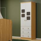 Guarda-Roupa Infantil 61cm 2 Portas 3 Gavetas com Janelas sem Pés Mimo 100% MDF Espresso Móveis