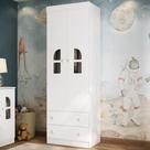Guarda-roupa Infantil 62cm 2 Portas com Vidro e 2 Gavetas Amora Multimóveis MP4507