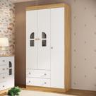 Guarda Roupa Infantil Amora MP4508 3 Portas Giratórias 2 Gavetas MDF MDP Madeirado-branco