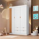Guarda-Roupa Infantil Ayla 3 Portas 4 Gavetas 100% MDF Branco