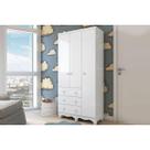 Guarda Roupa Infantil c/ 3 Portas e 3 Gavetas Júnior Branco - Peroba