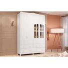 Guarda Roupa Infantil c/ 4 Portas (2 Cristal) e 4 Gavetas Êlo Branco - Peroba
