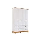 Guarda Roupa Infantil c/ 4 Portas e 4 Gavetas Biscoito Branco/Nature - Permóbili Baby