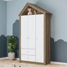 Guarda Roupa Infantil Cabaninha com 3 Portas - Rústico/Branco