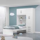 Guarda Roupa Infantil com Cama 4 Portas 3 Gavetas Lisboa Espresso Móveis Branco/Pink