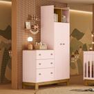 Guarda Roupa Infantil com Cômoda 2 Portas 3 Gavetas Flora 4970 Rosa Qmovi Guarda Roupa Infantil com Cômoda 2 Portas 3 Gavetas Flora 4970 Rosa Qmovi