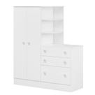 Guarda Roupa Infantil com Comoda Doce Sonho Branco - Qmovi Guarda Roupa Infantil com Comoda Doce Sonho Branco - Qmovi