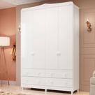 Guarda-Roupa Infantil Elô 4 Portas 4 Gavetas 100% Mdf Branco Brilho - Móveis Peroba